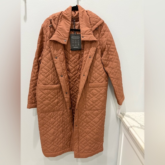 NWT Bernardo Women's Quilted Long Coat - large Brown rust - Picture 2 of 11